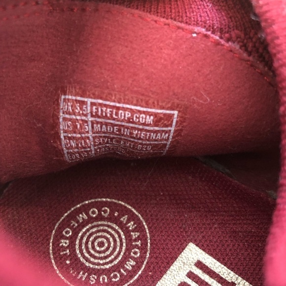 Fitflop uberknit slip on high top sneakers dark red Size 8 - Picture 10 of 10